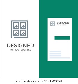 Window, Construction, Building Grey Logo Design and Business Card Template