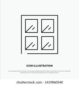Window, Construction, Building Line Icon Vector