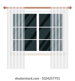 window with courtain isolated icon