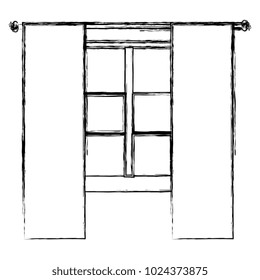 window with courtain isolated icon