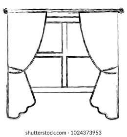 window with courtain isolated icon