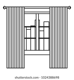 window with courtain isolated icon
