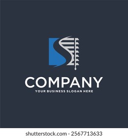 window covering logo design with letter s