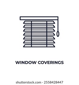 window coverings  outline icon. Linear vector from furniture concept. Thin line window coverings  icon isolated on white background