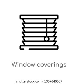 window coverings vector line icon. Simple element illustration. window coverings outline icon from furniture and household concept. Can be used for web and mobile
