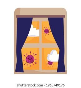 window covid 19 coronavirus isolated style