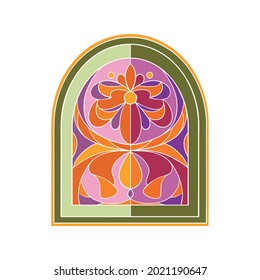 Window cross , vector illustration in stained glass style