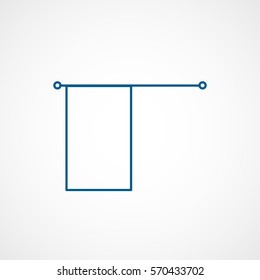 Window Curtain Blue Line Icon On White Background