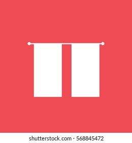 Window Curtain Flat Icon On Red Background