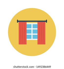 window curtain glyph flat vector icon