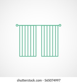 Window Curtain Green Line Icon On White Background