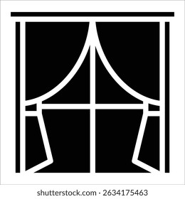 Window Curtain Icon Element For Design