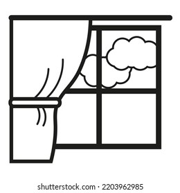 icono de la cortina de la ventana. Símbolo textil. Silhouette de línea. Ilustración vectorial. Imagen de archivo. 