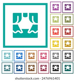 Window curtain interior solid flat color icons with quadrant frames on white background