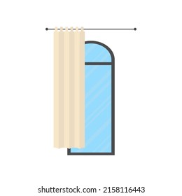 Window with a curtain. Isolated Cartoon style. Vector illustration