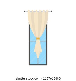Window with a curtain. Isolated. Flat style. Vector illustration
