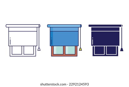 Window curtain line and solid illustration icon