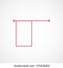 Window Curtain Red Line Icon On White Background