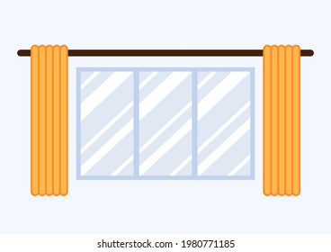 Window and Curtain vector. Glass window.