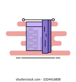 Window with curtains in cartoon flat style isolated. Flat vector illustration.