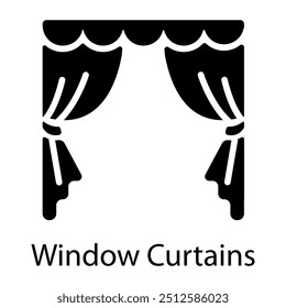 Window curtains icon in filled style