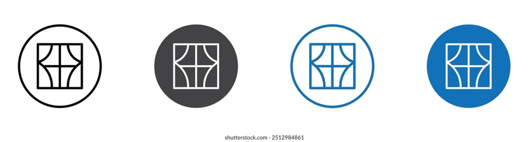 Conjunto de marcas de iconos editables planos de iconos de cortinas de ventana.