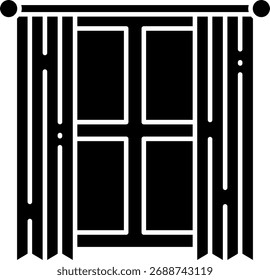 Window with Curtains Icon Illustration