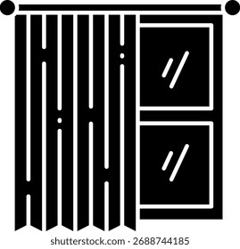 Ventana con cortinas Icon Ilustración vectorial