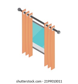 window with curtains isometric icon