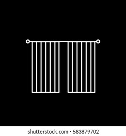 Window Curtains Line Icon On Black Background