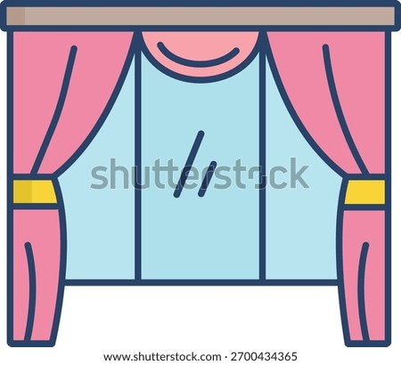 window curtains linear color icon design