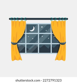 Window curtains night out moon stars home sleep rest theme background