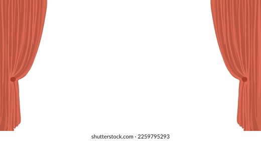 Window curtains. Realistic modern cloth for interior design. Elegant drapes template with empty space. Vector illustration isolated on white background