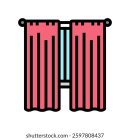 window curtains slow living color icon vector. window curtains slow living sign. isolated symbol illustration