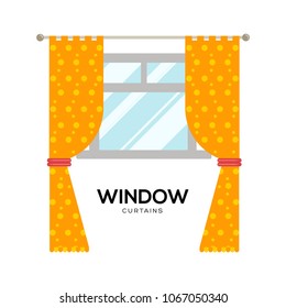 window curtains vector illustration symbol object. Flat icon style concept design