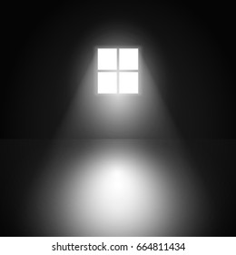 Window In A Dark Room With Light.