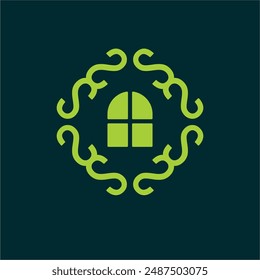 Window decoration logo. Suitable for real estate logo, interior design logo. Window logo design