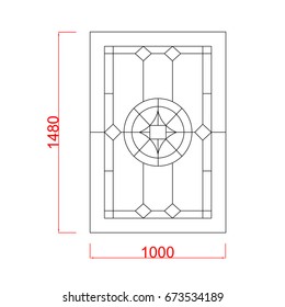 Window decorative vector frame with dimension black paint on the white background