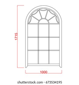 Window decorative vector frame with dimension black paint on the white background