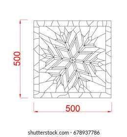 Window decorative vector frame with dimension black paint on the white background