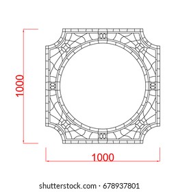 Window decorative vector frame with dimension black paint on the white background