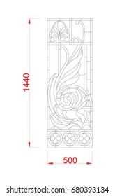 Window decorative vector frame with dimension black paint on the white background