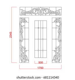 Window decorative vector frame with dimension black paint on the white background