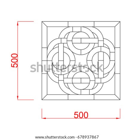 Window decorative vector frame with dimension black paint on the white background