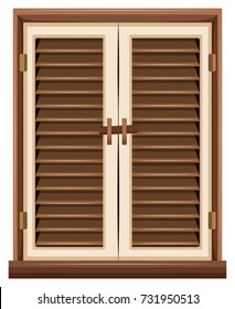 Window design with brown frame illustration