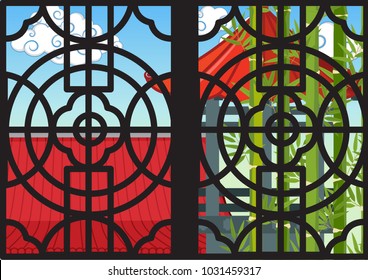 Window design in chinese style illustration