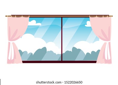 Window design, Interior home house view room modern glass and architecture theme Vector illustration