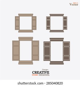 Window design on gray background.