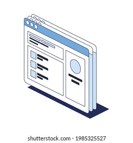 Window desktop screens app. Vector 3d line isometric, color web icons, new flat style. Creative design idea for infographics.