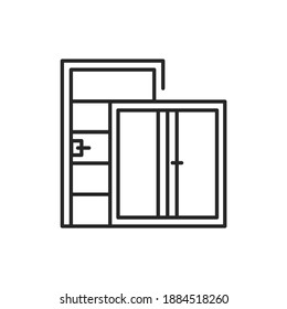 Window and door color line icon. Pictogram for web page, mobile app, promo.